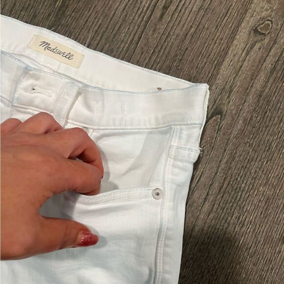 Madwell 9" High Rise Skinny Crop Jeans Distressed Denim White Size 27 - Picture 5 of 12